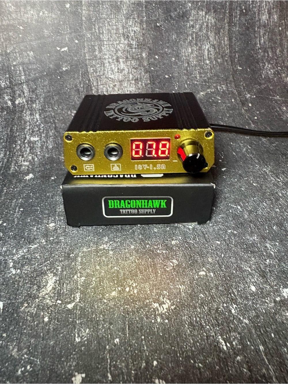 Travel size Gold & Black Tattoo Power Supply with LED Voltage Display